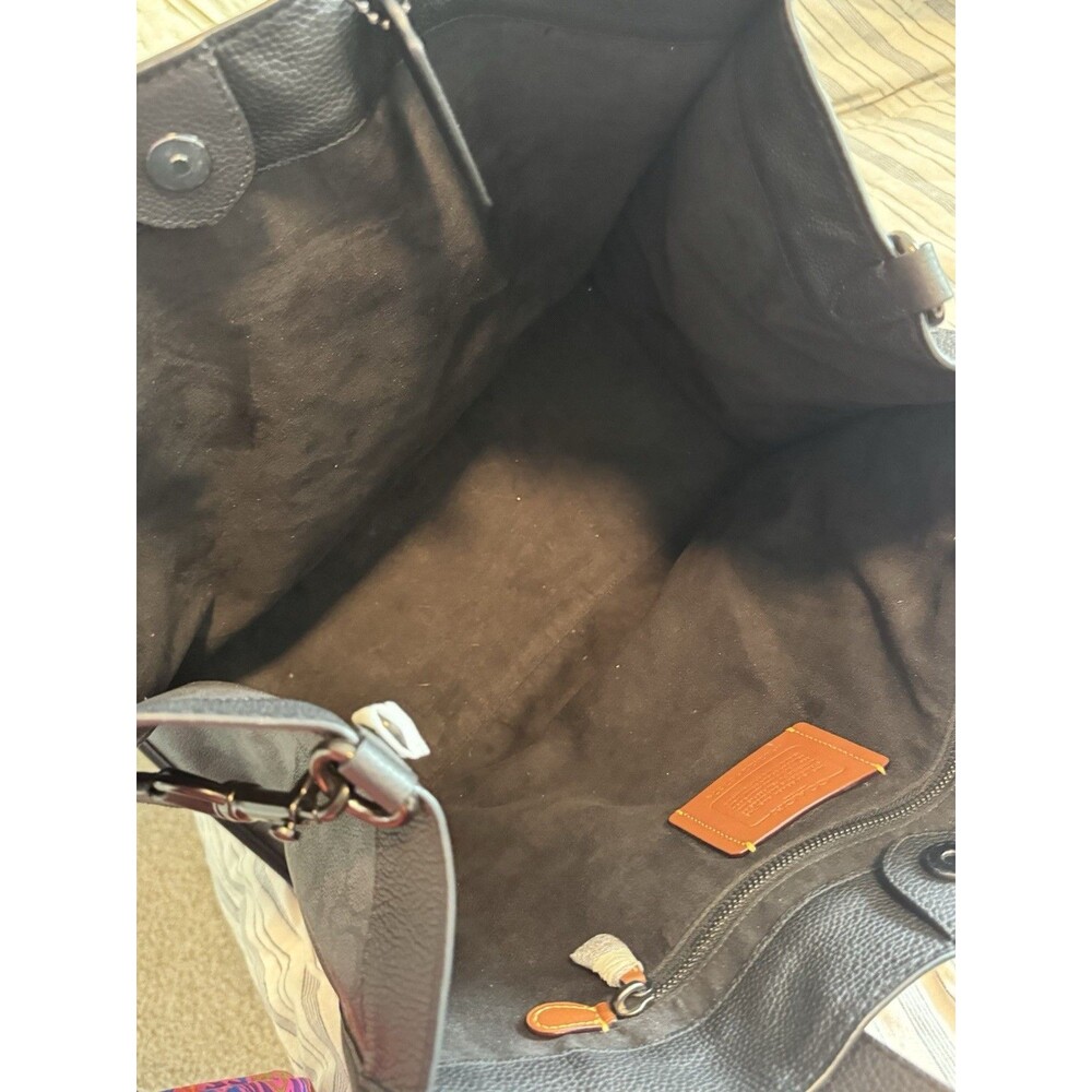 COACH Signature Field Tote 40 Charcoal and Black Pebble Leather C7674 - Picture 13 of 16